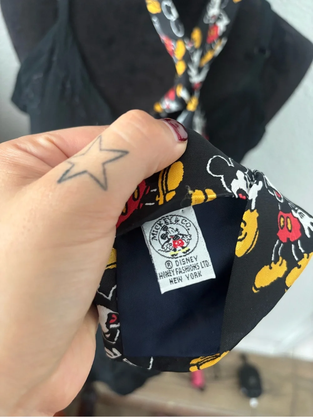 Disney Black Tie with Mickey Mouse Red & Yellow Accents